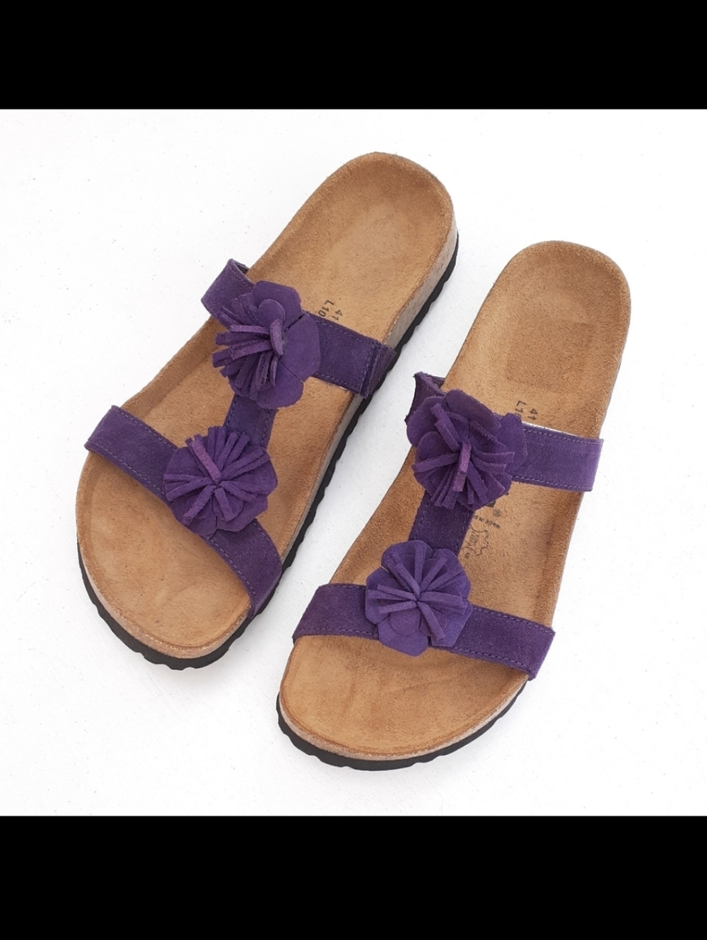 Birkenstock Women’s Purple Floral Dual-Strap Comfort Sandals EUC